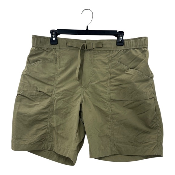 Eddie Bauer Other - Eddie Bauer Mens Khaki Nylon Cargo Shorts Belted Flat Front Size L G